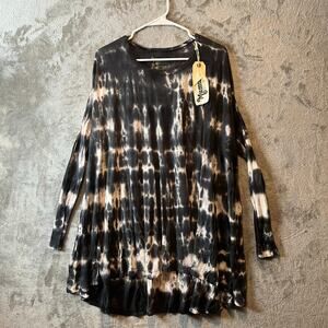 Mumu Yellow Tunic Newsie Tie Dye Size Small Black Gray‎ White New